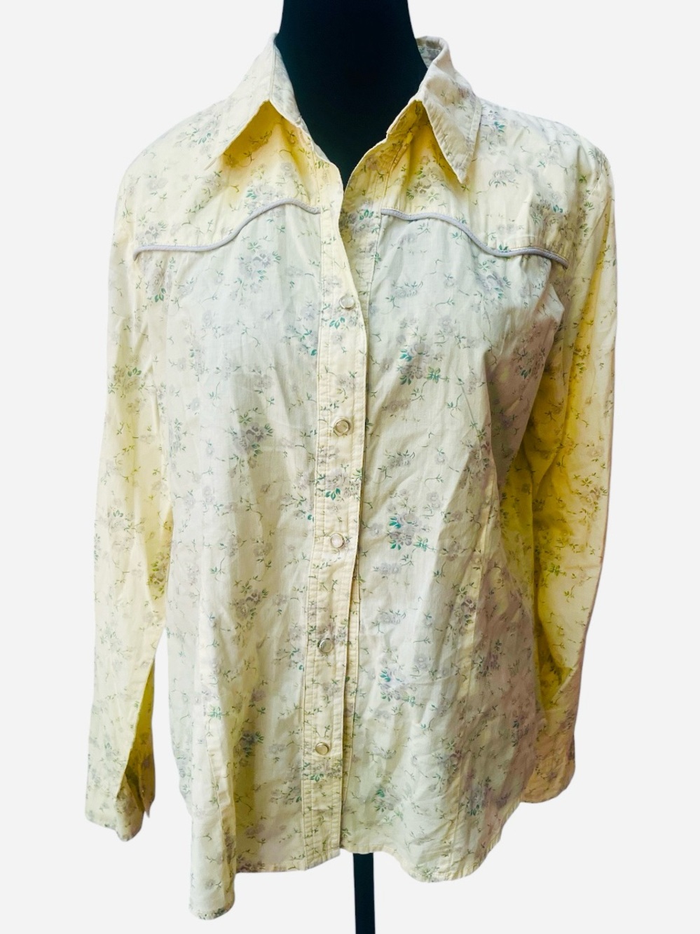 Sundance Cotton Floral Western Pearl Snap Shirt Pastel Size 14